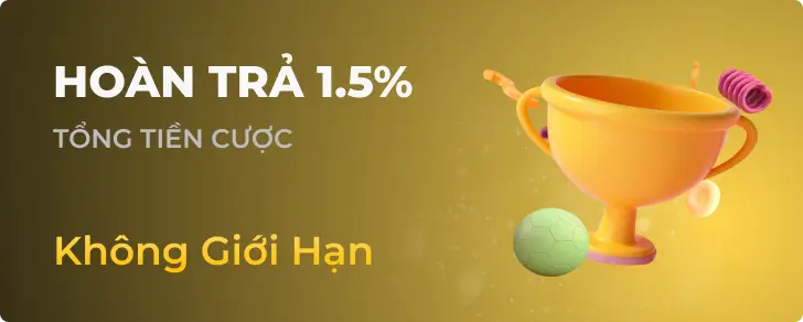 Banner khuyến mãi hoàn trả không giới hạn 1.5% tại one88taixiu