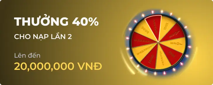Banner khuyến mãi thưởng 40% cho lần nạp thứ hai tại one88taixiu